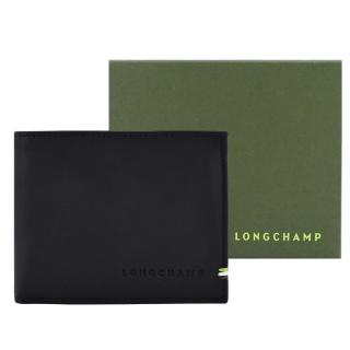 【LONGCHAMP】SUR SEINE系列牛皮雙折零錢袋短夾(黑)