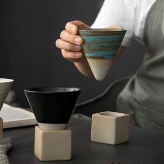 【JEN】創意復古漏斗造型陶瓷咖啡杯(2色可選)