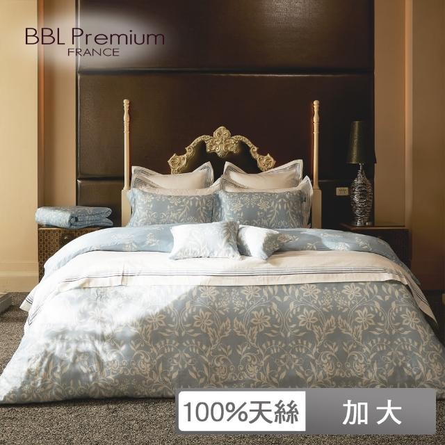 【BBL Premium】100%天絲印花床包被套組-藍茵花漾(加大)