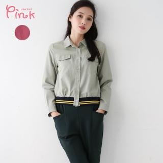 【PINK NEW GIRL】時尚條紋排扣長袖襯衫上衣 N3202HD(2色)