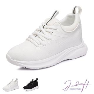 【J&H collection】內增高彈力減壓飛織休閒鞋(現+預 黑色／白色)