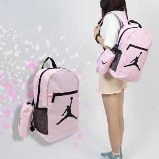 【NIKE 耐吉】後背包 Jordan 粉紅 黑 包包 書包 喬丹 水壺袋 附筆袋 雙肩背(JD2333030PS-002)