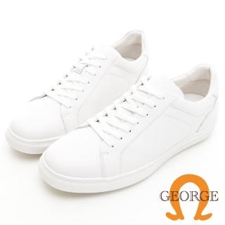 【GEORGE 喬治皮鞋】MODO系列 輕量真皮素面綁帶休閒鞋 -白 138002BR30