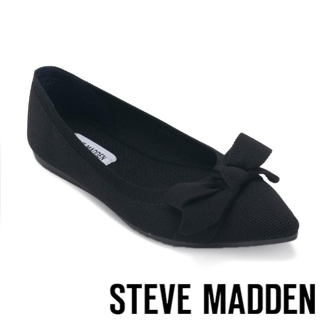 【STEVE MADDEN】GINA 彈性蝴蝶結尖頭娃娃鞋(黑色)