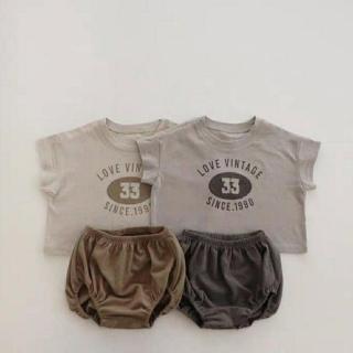 【艾比童裝】嬰兒 1990復古風套裝 MIT台灣製短袖上衣 短褲(套裝系列 D131)