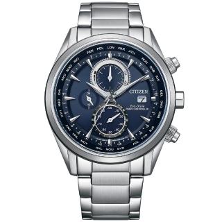 【CITIZEN 星辰】GENTS 電波計時 光動能腕錶 43mm 藍(AT8260-85L)