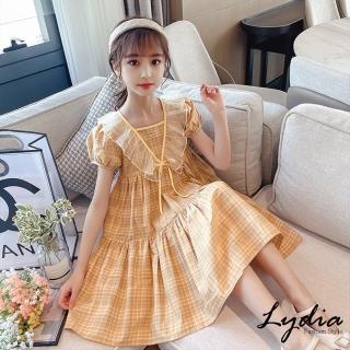 【Lydia】現貨 女童洋裝 連身洋裝 氣質格子 時尚公主(粉/黃/綠 110、120、130、140、150、160、170)