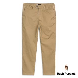【Hush Puppies】男裝 長褲 素色品牌繡花織帶長褲(深卡其 / 34121501)