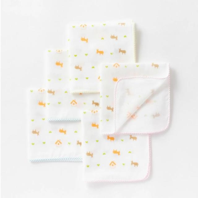 【日本OP mini】純棉紗布巾/手帕5件組  2色(日本製造 多用途 澡巾)
