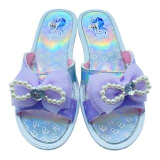 【樂樂童鞋】冰雪奇緣珍珠蝴蝶結拖鞋(台灣製 卡通拖鞋 迪士尼童鞋)