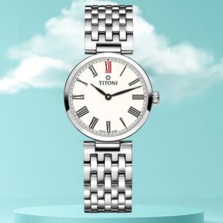 【TITONI 梅花錶】纖薄系列 輕盈簡約腕錶25.5mm(TQ 42718 S-608)