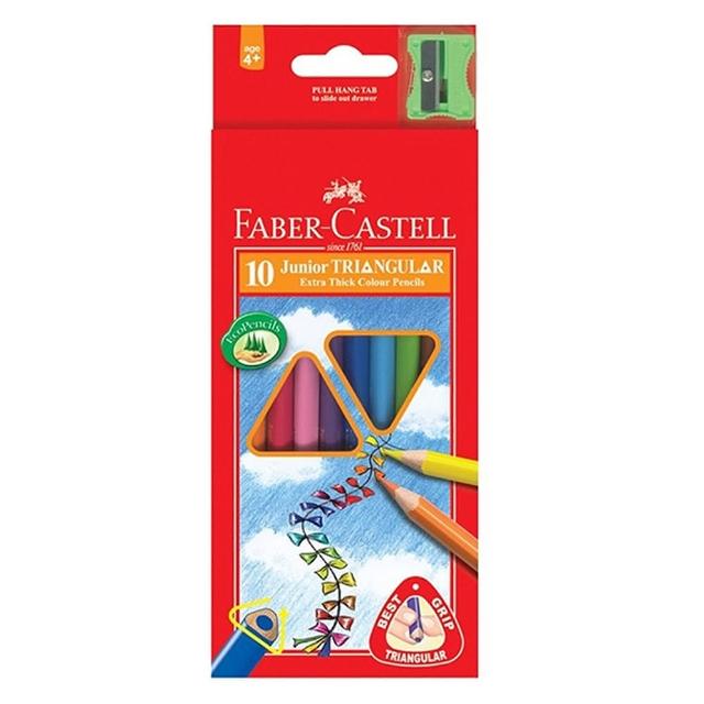 【Faber-Castell】德國輝柏 10色大三角色鉛筆附筆削  開學文具