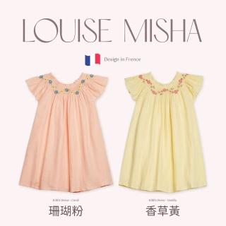 【法國 Louise Misha】雙色小花刺繡荷葉短袖洋裝(TM2305-360)
