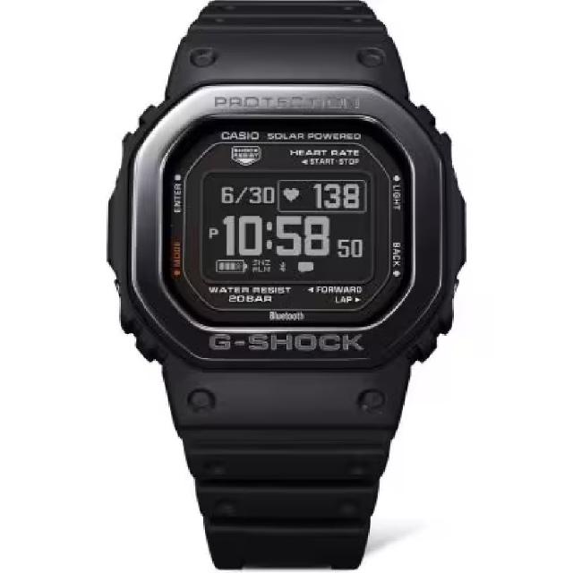 【CASIO 卡西歐】追蹤睡眠 血氧儀 支援呼吸訓練運動方形潮流腕錶 黑色 44.5mm(DW-H5600MB-1)