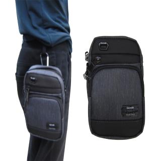 【SNOW.bagshop】腰包中容量5.5吋手機適用主袋+外袋共四層(外掛式腰防水尼龍布MP3孔)