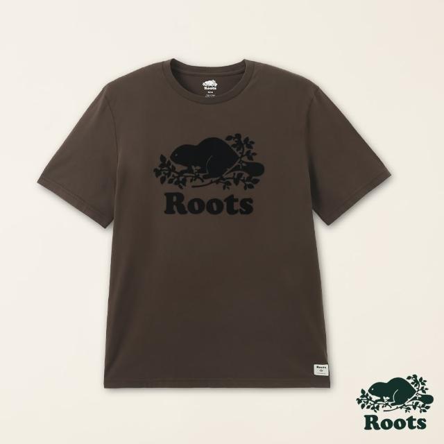 【Roots】Roots男裝-絕對經典系列 海狸LOGO有機棉短袖T恤(可可棕)
