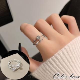 【卡樂熊】韓系玫瑰枝葉可調節造型戒指飾品(輕奢飾品)