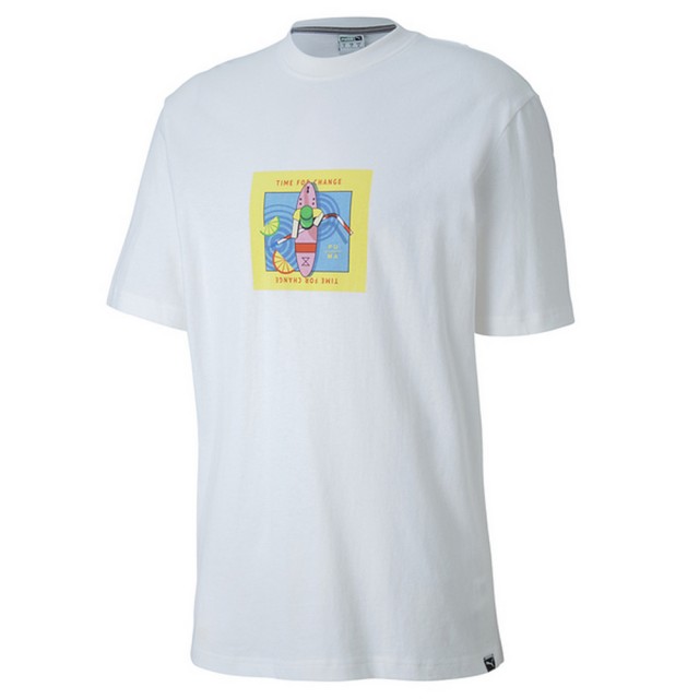 【PUMA】短袖 上衣 T恤 運動 休閒 男 流行系列Downtown圖樣 白色 歐規(59636952)