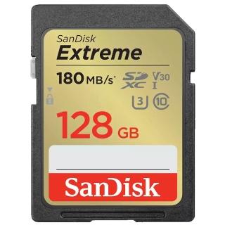 【SanDisk 晟碟】128GB SDXC Extreme 180MB/s 4K U3 V30 C10 相機記憶卡 公司貨