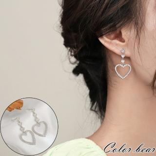 【卡樂熊】S925銀韓系水鑽愛心造型耳環飾品(S925耳環)