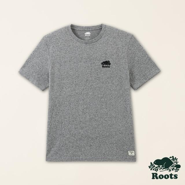 【Roots】Roots男裝-絕對經典系列 左胸海狸LOGO厚磅短袖T恤(灰色)