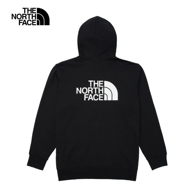 【The North Face 官方旗艦】北面男女款黑色純棉品牌LOGO連帽外套｜83ORJK3