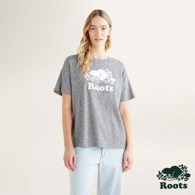 【Roots】Roots女裝-絕對經典系列 海狸LOGO厚磅寬版短袖T恤(灰色)