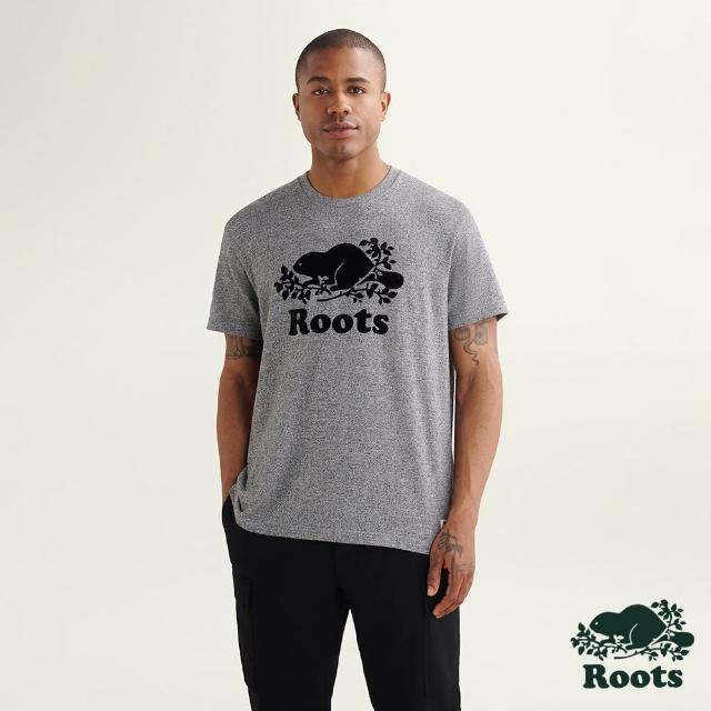 【Roots】Roots男裝-絕對經典系列 海狸LOGO厚磅短袖T恤(灰色)