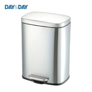 【DAY&DAY】DAY&DAY 緩降腳踏式垃圾桶-不鏽鋼色 12L