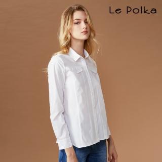 【Le Polka】造型口袋百搭白襯衫-女