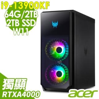 【Acer 宏碁】i9 RTXA4000電競桌機(PO5-650/i9-13900KF/64G/2TSSD+2TBHDD/RTXA4000-16G/W11)