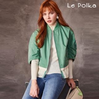 【Le Polka】設計款棒球式風衣外套-女
