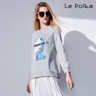 【Le Polka】藝術抽象旋渦印花上衣-女