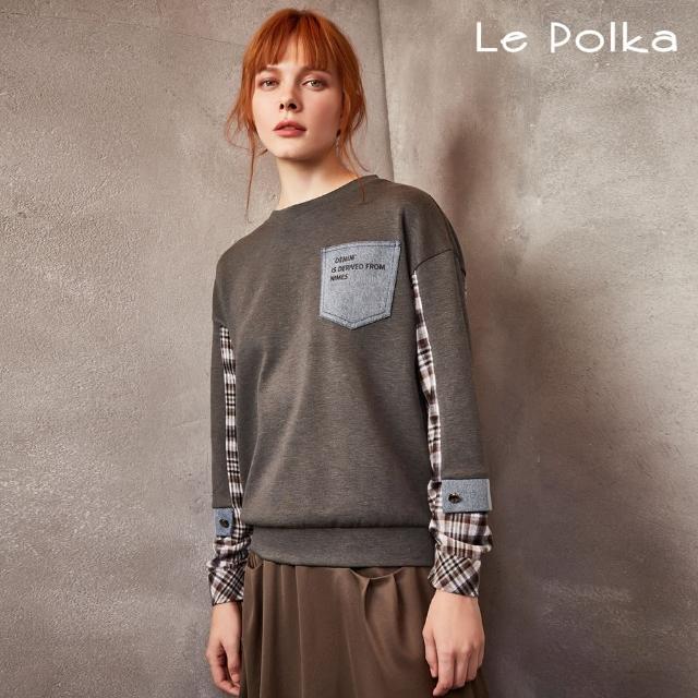 【Le Polka】設計款異材質拼接上衣-女