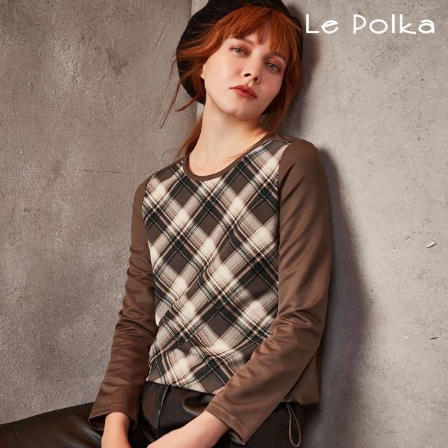 【Le Polka】英倫風格紋拼接上衣-女