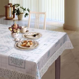 【meiwa】明和防水桌巾-藍色雪花132*178CM(桌巾/餐桌巾/桌布/桌墊)