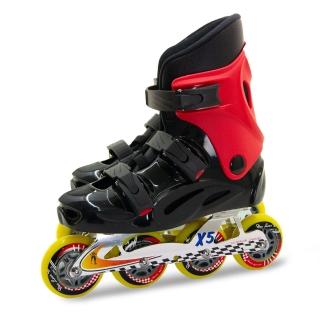 【D.L.D 多輪多】鋁合金底座 專業競速直排輪 溜冰鞋(黑紅 X5)