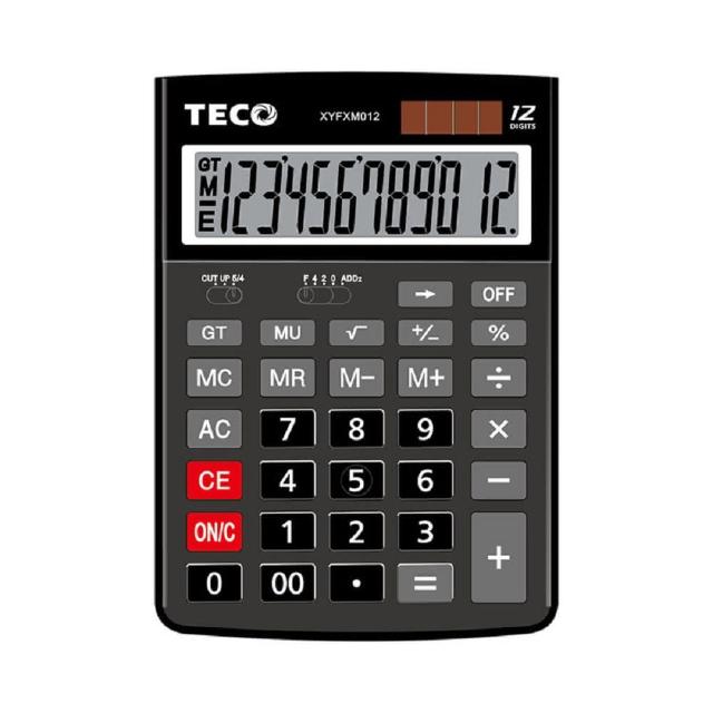 【TECO 東元】東元TECO XYFXM012桌上型計算機 12位數商務計算機(桌面計算機太陽能/電池兩用 會計 財務)