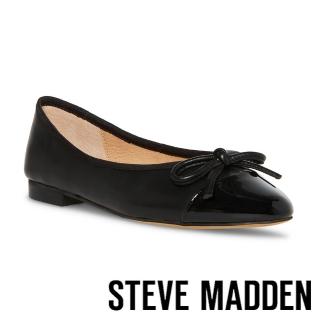 【STEVE MADDEN】ELLISON 蝴蝶結尖頭平底娃娃鞋(黑色)