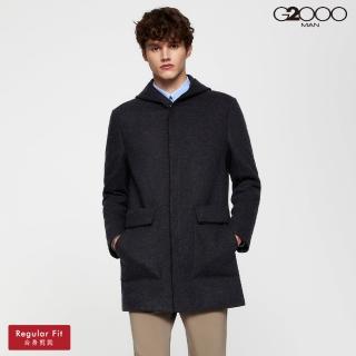 【G2000】可拆式連帽長版羊毛大衣-灰色(2819515196)