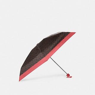 【COACH】馬車LOGO輕量雨陽傘(CE265深咖桃)
