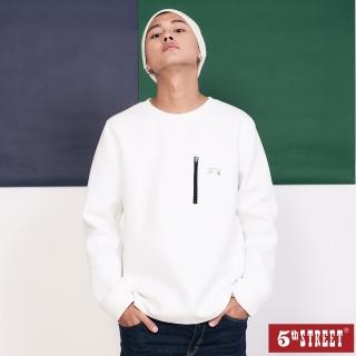 【5th STREET】男裝後反光印花長袖T恤-白色