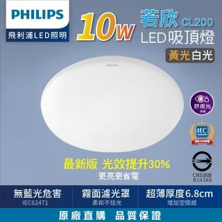 【Philips 飛利浦】10W 若欣 LED吸頂燈 新版CL200 1-2坪(白光/黃光 臥室 陽台 走道)