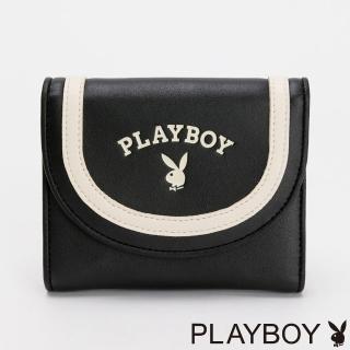 【PLAYBOY】壓扣短夾 Emblem系列(黑色)