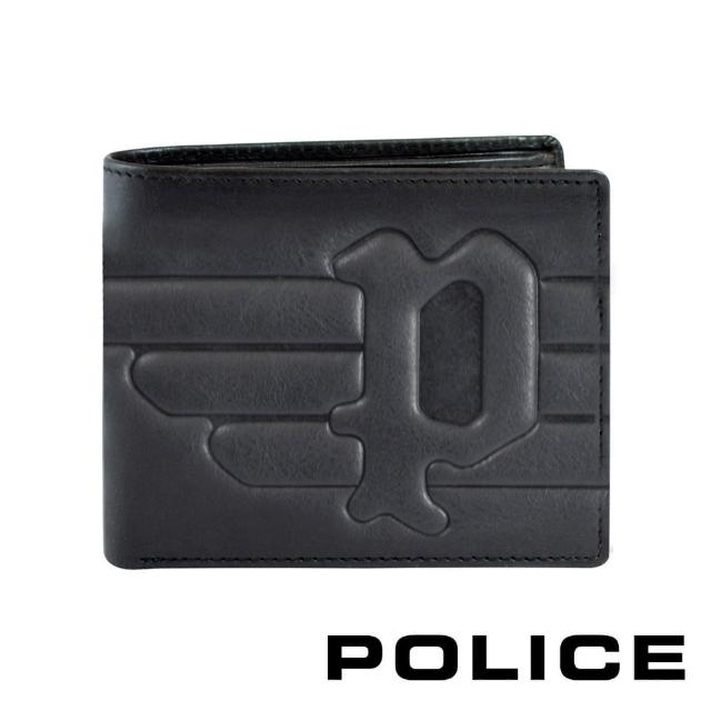【POLICE】頂級NAPPA小牛皮4卡零錢袋男用皮夾 STEMMA系列(黑色)