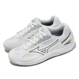 【MIZUNO 美津濃】排球鞋 Cyclone Speed 4 女鞋 白 綠 緩震 羽桌球鞋 美津濃(V1GC2380-35)