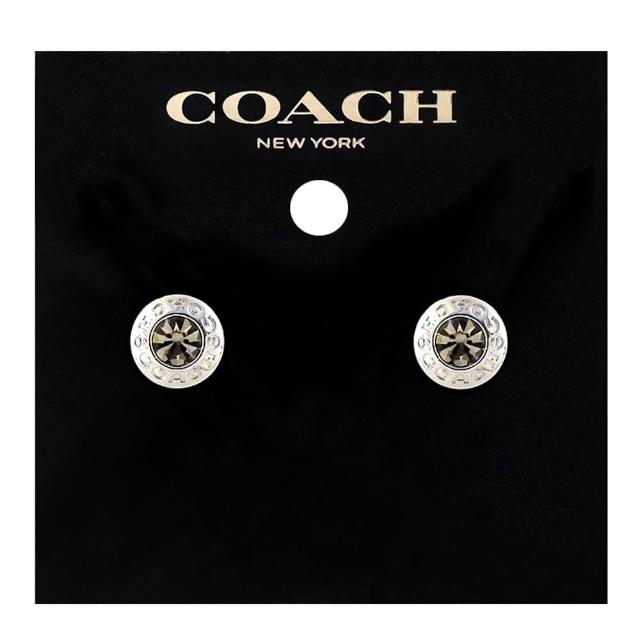 【COACH】銀色水晶鑲嵌耳環(買就送璀璨水晶觸控筆)