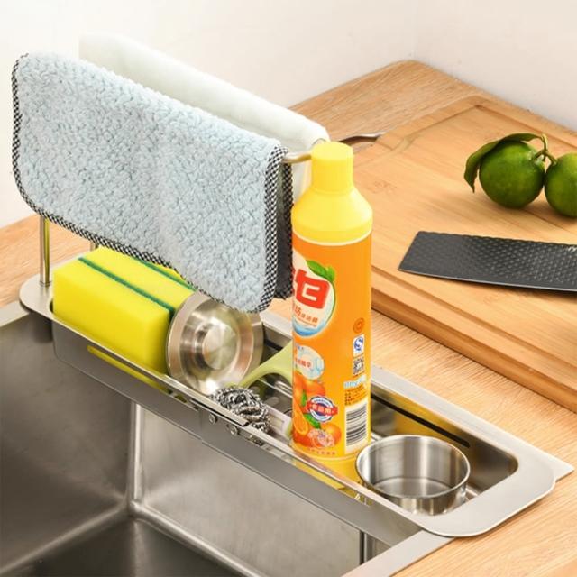 【樂邁家居】可伸縮 廚房水槽瀝水置物架 瀝水方便/不鏽鋼材質/安裝容易