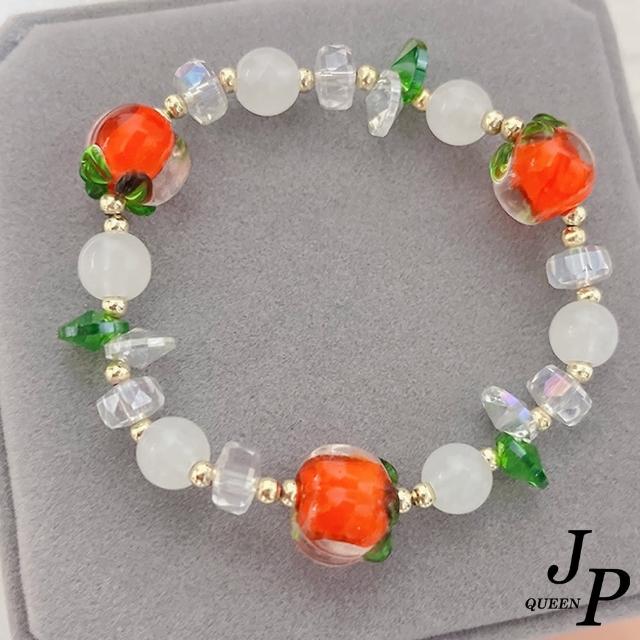 【Jpqueen】柿柿如意森林系水晶琉璃手鍊(橙色)