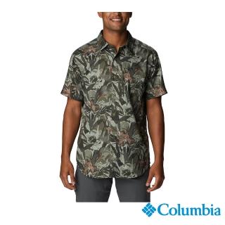 【Columbia 哥倫比亞 官方旗艦】男款-Silver Ridge超防曬UPF50快排短袖襯衫-綠色印花(UAE09380RF)